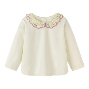 迷你巴拉女童宝宝卫衣春季新品亲肤舒适有型小花领子甜美可爱上衣