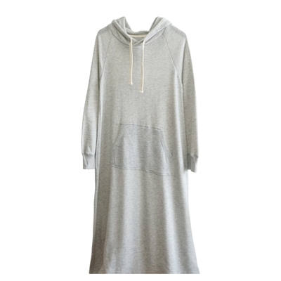 日系连帽长裙长袖卫衣裙长款