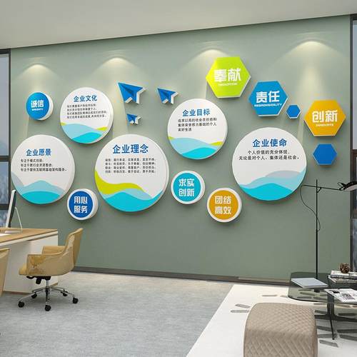 企业文化背景墙面装饰画摆件办公室公司设计遮丑楼梯下的空间台阶