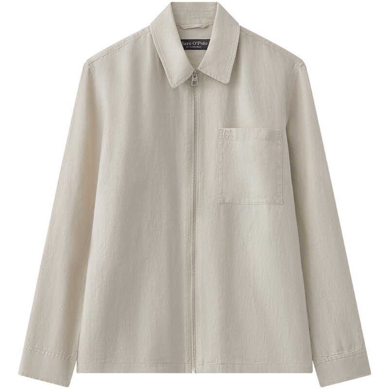 Marc O'Polo/MOP夏季新款休闲修身简约质感亚麻衬衫式夹克男外套