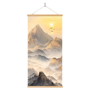 背有靠山玄关装饰画现代简约客厅走廊过道挂画有山无水靠山图壁画