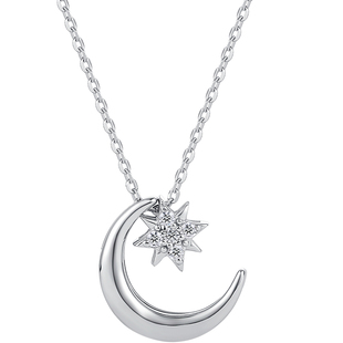 周六福星月银项链女S925银吊坠链坠百搭锁骨链新年礼物