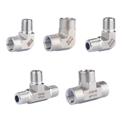 316L高压加厚模锻体NPT内丝三通美标内外丝弯头美制牙1/4 3/8 1/2