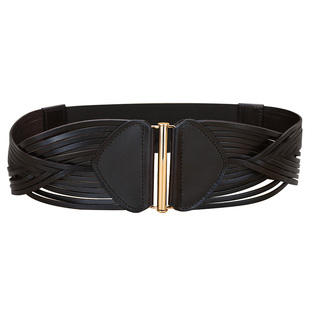 腰封女真皮头层牛皮复古松紧宽腰带女装饰配毛衣裙羽绒服收腰神器