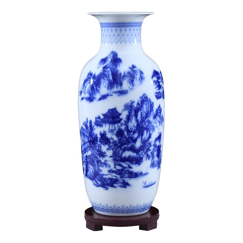 新中式青花家居大号博古架插花瓶
