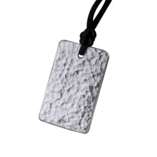 纯手工定制999纯银无事牌 项链坠银牌男女士情侣款锤纹吊坠银挂件