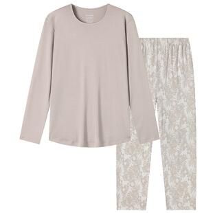 SCHIESSER舒雅26年秋新品女士棉莫代尔圆领大码睡衣家居服套装