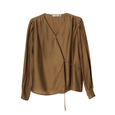 VIEA.ING薇迎商场同款v领衬衫女2026春季通勤风衬衣法式气质上衣