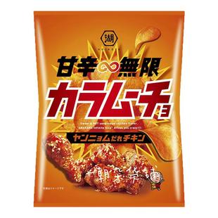 6包包邮日本湖池屋阿婆甜辣无限韩式炸鸡味薯片薯条香脆休闲零食