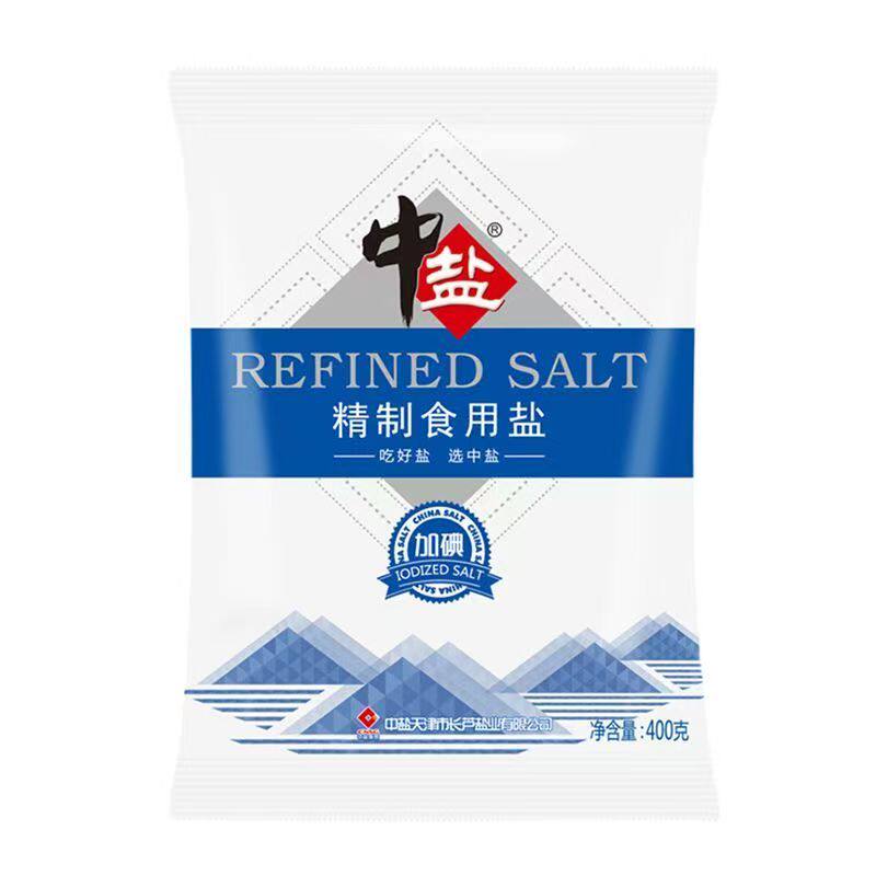 加碘精制食用盐400g加碘食盐家用厨房炒菜盐巴调味细盐超大包装