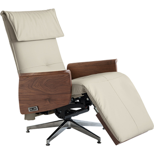 良年家具真皮电动扶手椅调节单人北美黑胡桃木沙发休闲躺椅SF28