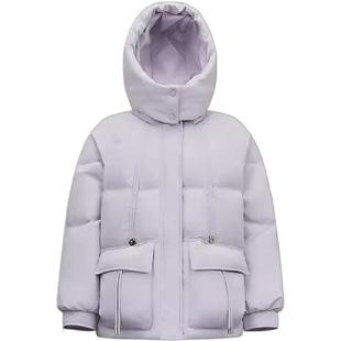 森马冬季女款宽松90绒连帽提花肌理羽绒服2025年新款107725113016