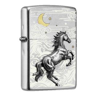 zippo打火机 铁马踏浪归防风煤油生肖马贴章送男生新年情人节礼物