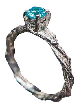 纯银天然圆形切割瑞士托帕石戒指