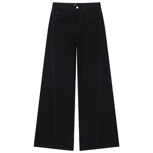 【马踏春风】LANCY/朗姿2026春季新款显瘦复古裤线前移弯刀牛仔裤