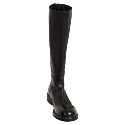 彭姐水洗缩纹牛皮简约骑士靴