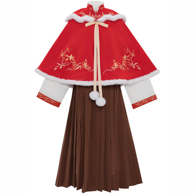 汉服女秋冬汉元素加绒短斗篷日常