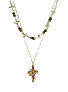 气质美拉德~双层叠戴四芒星项链秋冬气质百搭毛衣链2025新款爆款