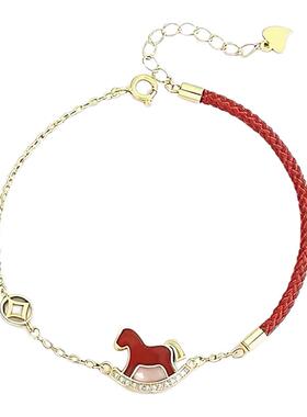 马年红绳手链女新款2026本命年新中式礼物马上有钱仿黄金红色手绳