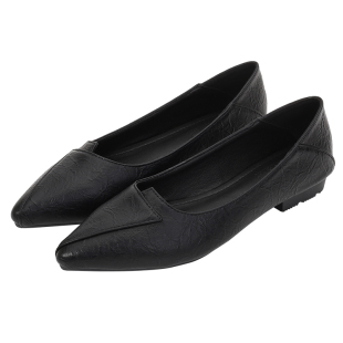 工作鞋女黑色2024新款上班鞋软底平底鞋职业空姐鞋女尖头单鞋皮鞋