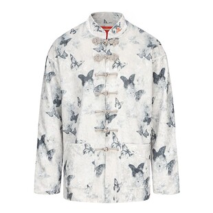 碧海潮生【玉蝴蝶】秋冬新款原创中国风国潮中式休闲印花丝绒唐装