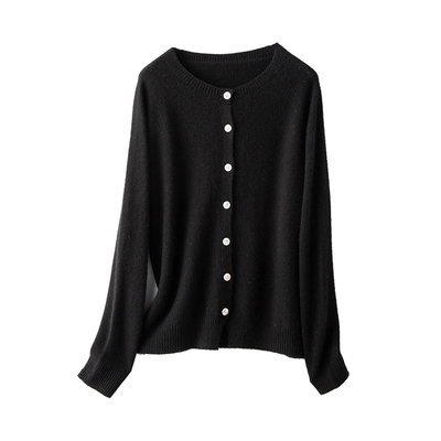 冉裳针织开衫宽松显瘦黑色毛衣