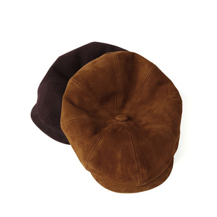 mrduck高奢感 进口鞣制混种羊反绒复古老钱风八角报童帽男女 帽子