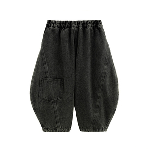 砚台家童装男童韩系分割贴袋牛仔裤春秋儿童纯棉休闲裤小童黑裤子