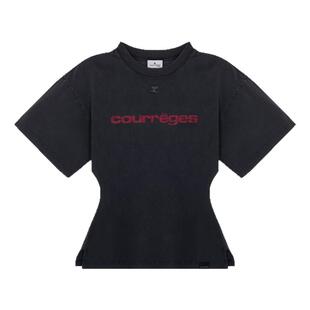 courreges 春夏新款女士字母印花短袖圆领T恤银泰百货 301574