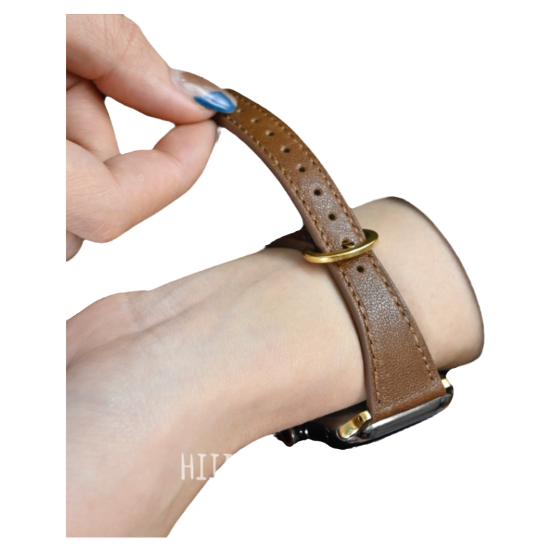 HIIIMEEX适用苹果手表 纤细小圆扣applewatch创意真皮表带iwatch柔软羊皮表链华为gt4真皮表带