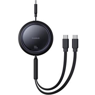 倍思适用华为苹果17promax伸缩充电线二合一iPhone16数据线一拖二双Typec车载PD100W快充笔记本电脑平板多头