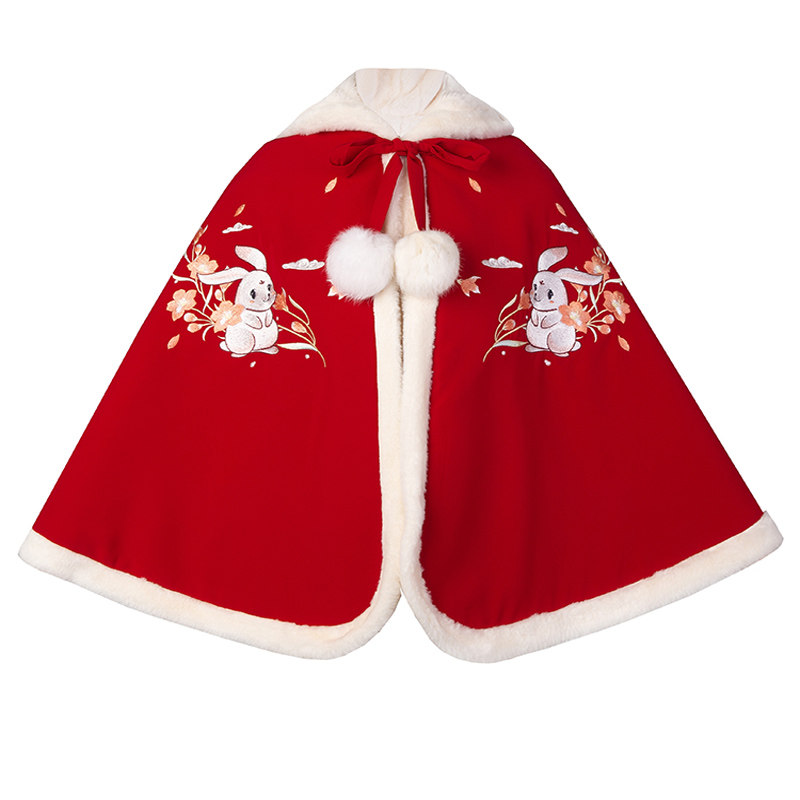 儿童汉服马面裙披风斗篷暖手冬款