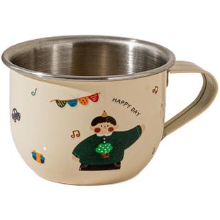 316不锈钢儿童水杯家用喝水杯子防摔宝宝敞口学饮杯幼儿园牛奶杯