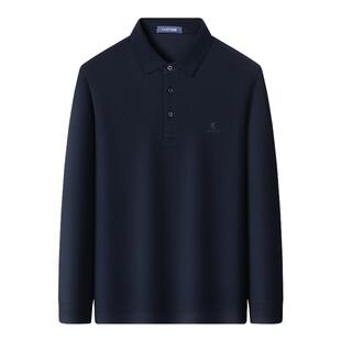 [羊毛莫代尔]梦特娇男装长袖Polo衫秋款时尚纯色羊毛柔软翻领T恤J