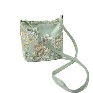 芬芳之品原创绣花休闲蕾丝包中式单肩斜背花卉小包拉链复古刺绣包