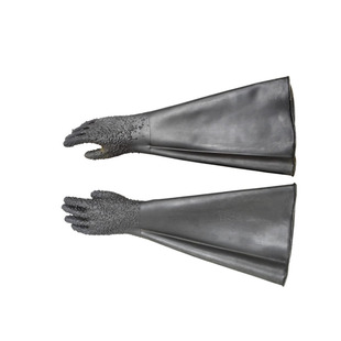 喷砂手套加厚耐磨加长带颗粒箱式喷砂机专用配件防滑橡胶透气手套