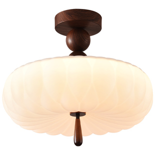 箭牌美学卧室灯中古奶油风高级感创意房间吸顶灯胡桃木色护眼灯具