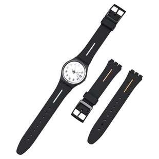 适用斯沃琪表带16mm硅胶加线替换Swatch三眼系列男女款17/19/20mm