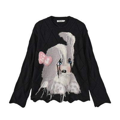 FORDARE趣味害羞小狗套头毛衫