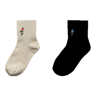 小花刺绣袜女款春夏薄袜休闲百搭