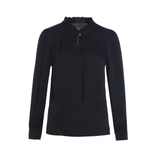 春秋高端暗花缎面新中式衬衫女2026新款别致立领黑色衬衣上衣小众