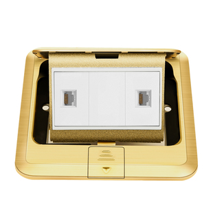 国际电工防水六类网络地插座五孔带电脑网线接口带网络地面插座