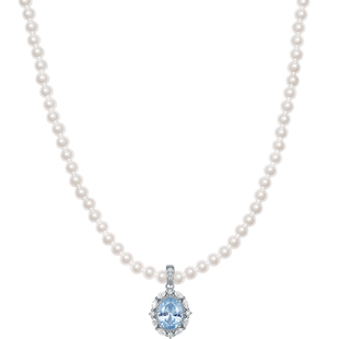 周六福珍珠项链女贝珠S925银链坠轻奢小众送女友本命年礼物