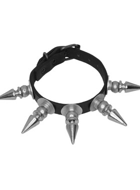 莲蓬钉塑料圆球黑色朋克窄皮手链