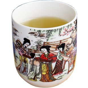 陶瓷杯子功夫茶杯子单个主人杯啤酒大号酒杯家用单杯青花瓷茶水杯