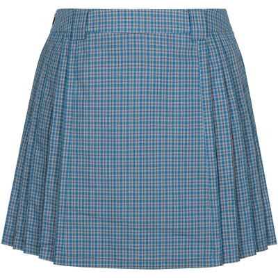 superr 纯棉复古蓝色格纹压褶半裙小A短裙