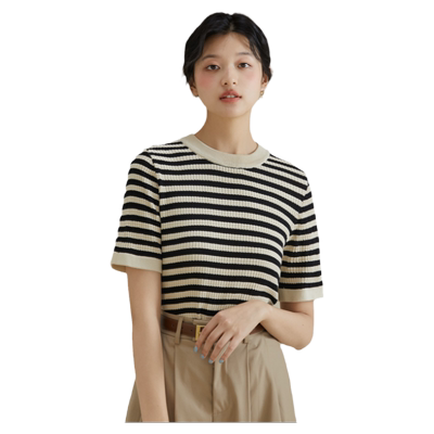 针织t恤onemore秋季高级感圆领