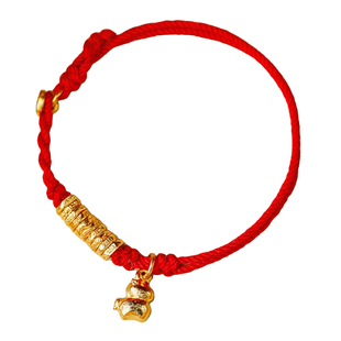 五台山文创马年本命年红手绳男女通用金色转运珠手链新年好运