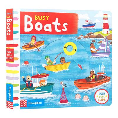 忙碌的小船英文Busy Books Busy Boats低幼儿童英语启蒙故事书 英文版机关操作纸板书亲子共读晚安绘本进口书籍 英文原版英语书籍