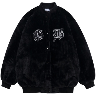 mrnearly冬季加厚美式刺绣棒球服